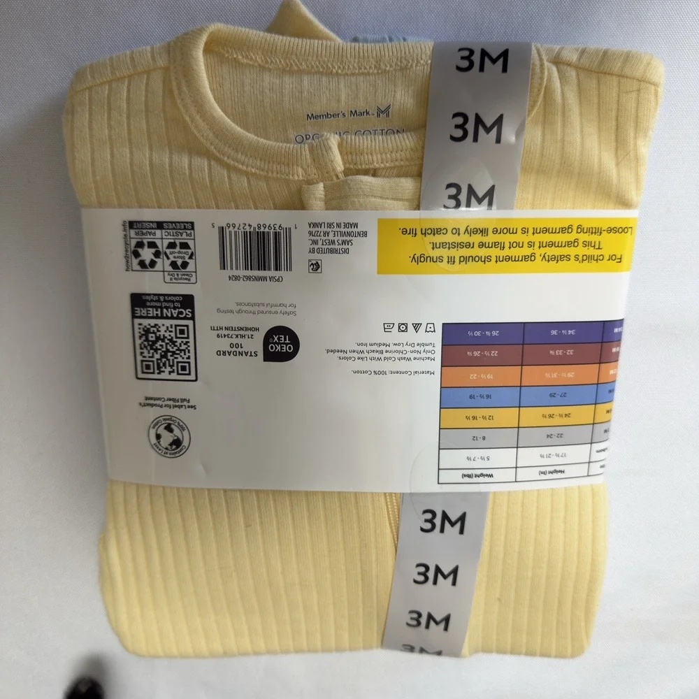 Member's Mark Baby 3-Pack Organic Cotton Soft Sleep And Play Size 3 Months